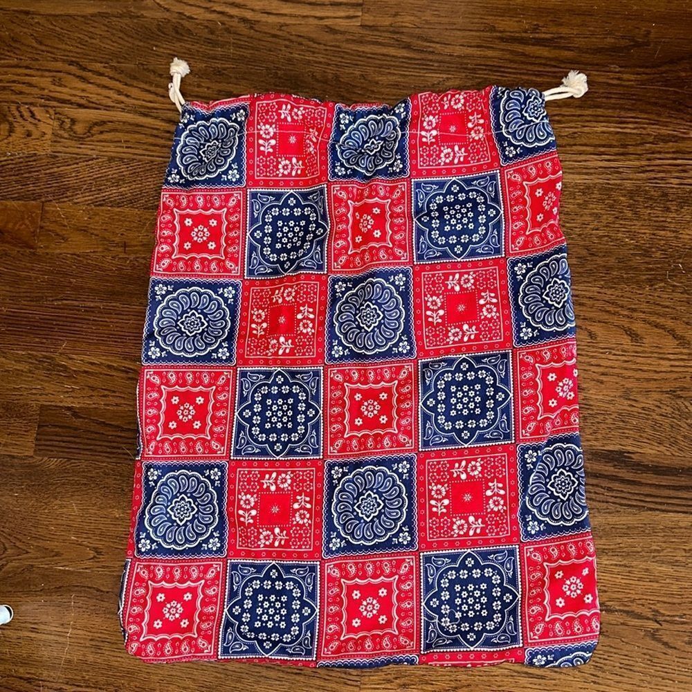 NWT Vtg.60s/70s Now Designs Red, White and Blue Bandana Print laundry bag